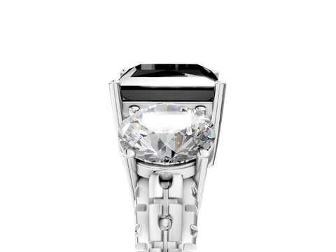 White gold Three-Stone Fancy Black Princess Cut Cut Diamond Ring with Channel-Set Band and Prong Setting_5