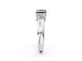 White gold Three-Stone Fancy Black Princess Cut Cut Diamond Ring with Prong Setting and Classic Band_2