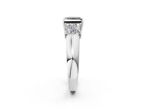 White gold Three-Stone Fancy Black Princess Cut Cut Diamond Ring with Prong Setting and Classic Band_2
