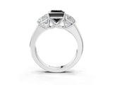 White gold Three-Stone Fancy Black Princess Cut Cut Diamond Ring with Prong Setting and Classic Band_3