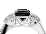 White gold Three-Stone Fancy Black Princess Cut Cut Diamond Ring with Prong Setting and Classic Band_4