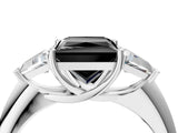 White gold Three-Stone Fancy Black Princess Cut Cut Diamond Ring with Trillion Side Stones and Four-Prong Setting_27