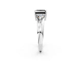 White gold Three-Stone Fancy Black Princess Cut Cut Diamond Ring with Trillion Side Stones on a Split Shank Band_2