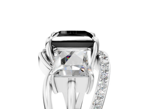 White gold Three-Stone Fancy Black Princess Cut Cut Diamond Split Shank Prong Set Ring_17