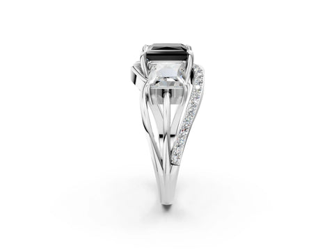White gold Three-Stone Fancy Black Princess Cut Cut Diamond Split Shank Prong Set Ring_38