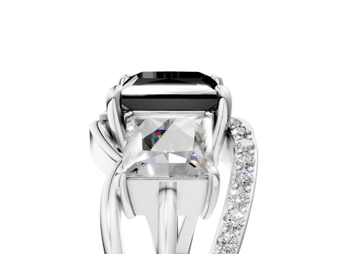 White gold Three-Stone Fancy Black Princess Cut Cut Diamond Split Shank Prong Set Ring_41
