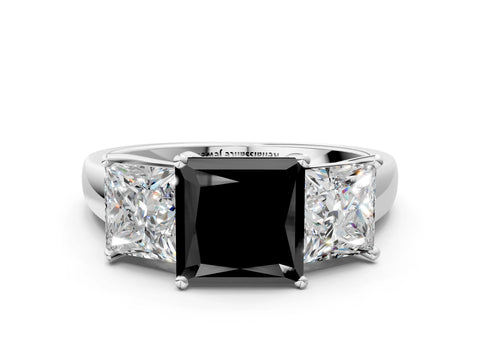 White gold Three-Stone Fancy Black Princess Cut Cut Solitaire Ring with Classic Prong Setting_12