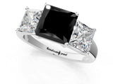 White gold Three-Stone Fancy Black Princess Cut Cut Solitaire Ring with Classic Prong Setting_13