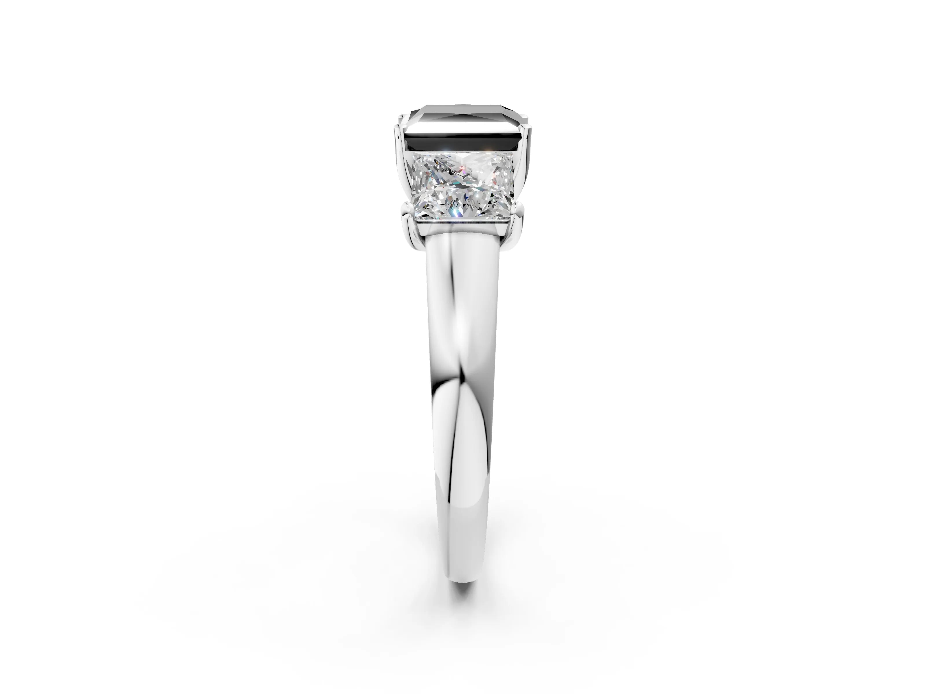 White gold Three-Stone Fancy Black Princess Cut Cut Solitaire Ring with Classic Prong Setting_14