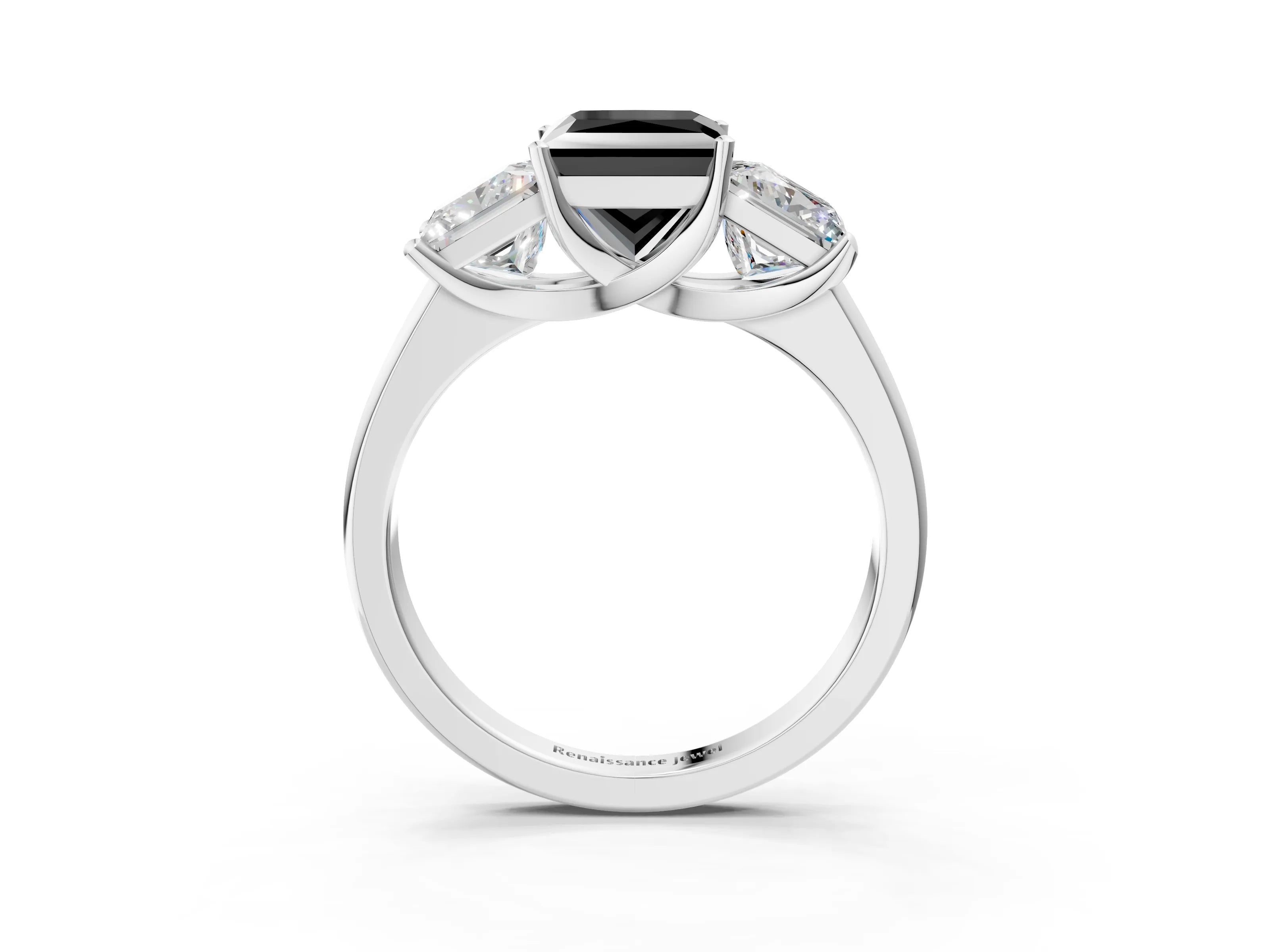 White gold Three-Stone Fancy Black Princess Cut Cut Solitaire Ring with Classic Prong Setting_15