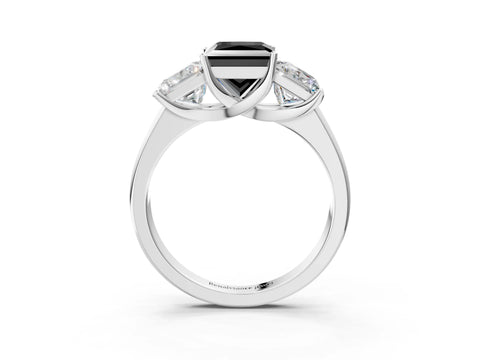 White gold Three-Stone Fancy Black Princess Cut Cut Solitaire Ring with Classic Prong Setting_15