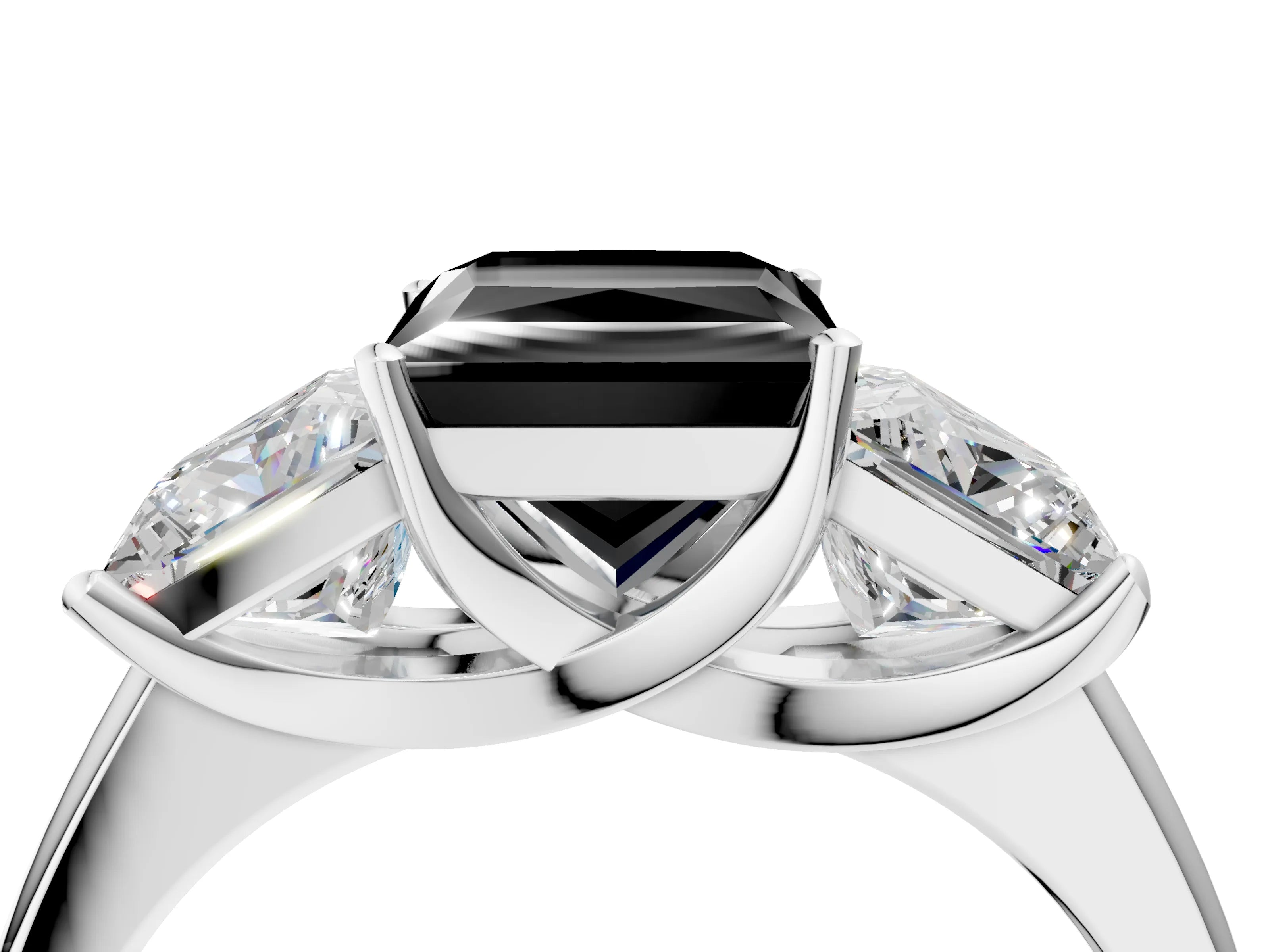 White gold Three-Stone Fancy Black Princess Cut Cut Solitaire Ring with Classic Prong Setting_16