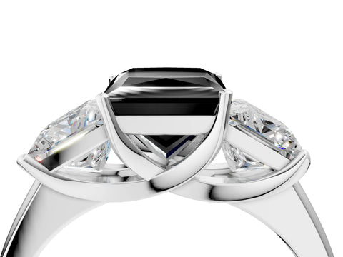 White gold Three-Stone Fancy Black Princess Cut Cut Solitaire Ring with Classic Prong Setting_16