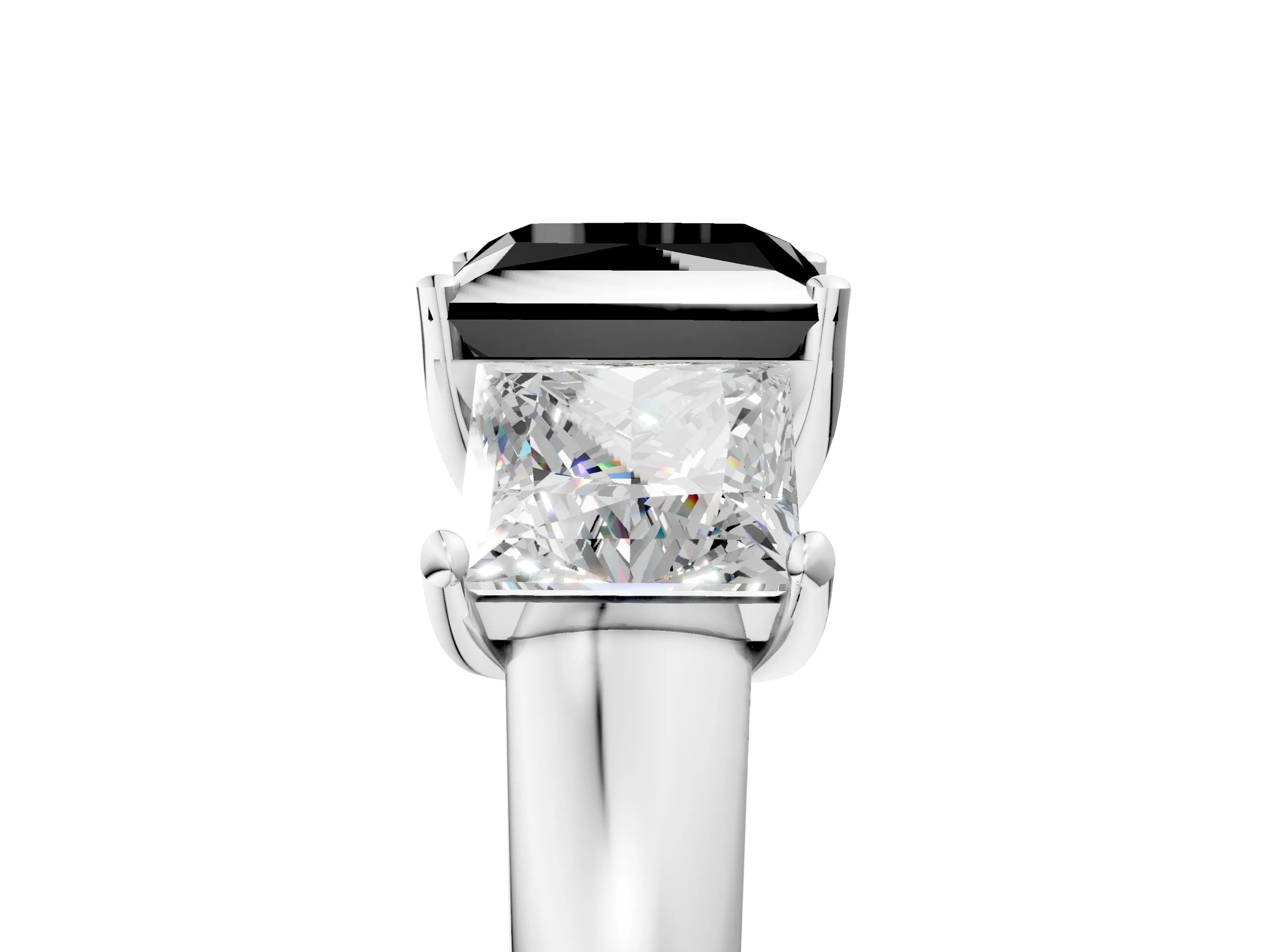White gold Three-Stone Fancy Black Princess Cut Cut Solitaire Ring with Classic Prong Setting_17