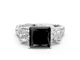 White gold Three-Stone Fancy Black Princess Cut Diamond Braided Band Ring with Four-Prong Setting_24
