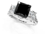 White gold Three-Stone Fancy Black Princess Cut Diamond Braided Band Ring with Four-Prong Setting_25