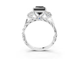 White gold Three-Stone Fancy Black Princess Cut Diamond Braided Band Ring with Four-Prong Setting_27