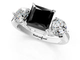 White gold Three-Stone Fancy Black Princess Cut Diamond Channel Set Engagement Ring with Prong Setting_13