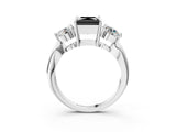 White gold Three-Stone Fancy Black Princess Cut Diamond Channel Set Engagement Ring with Prong Setting_15