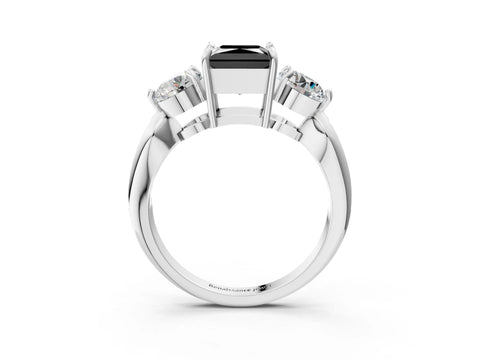 White gold Three-Stone Fancy Black Princess Cut Diamond Channel Set Engagement Ring with Prong Setting_15