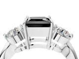 White gold Three-Stone Fancy Black Princess Cut Diamond Channel Set Engagement Ring with Prong Setting_16