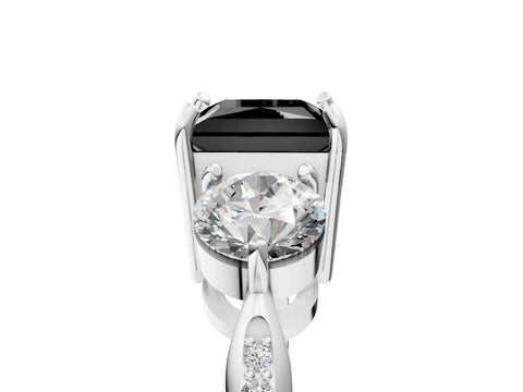 White gold Three-Stone Fancy Black Princess Cut Diamond Channel Set Engagement Ring with Prong Setting_17