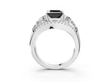White gold Three-Stone Fancy Black Princess Cut Diamond Engagement Ring with Pave Band and Prong Setting_15
