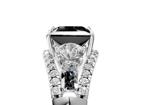 White gold Three-Stone Fancy Black Princess Cut Diamond Engagement Ring with Pave Band and Prong Setting_17