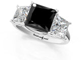 White gold Three-Stone Fancy Black Princess Cut Diamond Engagement Ring with Prong Setting_16