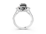 White gold Three-Stone Fancy Black Princess Cut Diamond Pavé Band with Four-Prong Setting_3