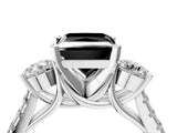 White gold Three-Stone Fancy Black Princess Cut Diamond Pavé Band with Four-Prong Setting_4