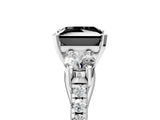 White gold Three-Stone Fancy Black Princess Cut Diamond Pavé Band with Four-Prong Setting_5