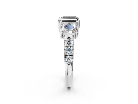 White gold Three-Stone Fancy Black Princess Cut Diamond Pavé Band with Prong Setting_2