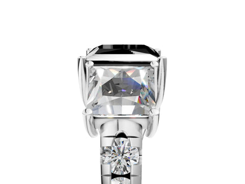 White gold Three-Stone Fancy Black Princess Cut Diamond Pavé Band with Prong Setting_5