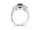 White gold Three-Stone Fancy Black Princess Cut Diamond Ring with Pavé Band and Prong Setting_63