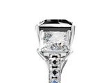 White gold Three-Stone Fancy Black Princess Cut Diamond Ring with Pavé Band and Prong Setting_65