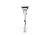 White gold Three-Stone Fancy Black Princess Cut Diamond Ring with Pear Side Stones and Four-Prong Setting_2