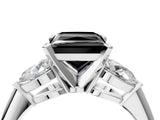 White gold Three-Stone Fancy Black Princess Cut Diamond Ring with Pear Side Stones and Four-Prong Setting_4