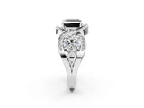 White gold Three-Stone Fancy Black Princess Cut Diamond Wave Pave Band with Prong Setting_8