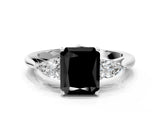 White gold Three-Stone Fancy Black Radiant Cut Brilliant Diamond Solitaire Ring with Tapered Band and Four-Prong Setting_43