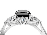 White gold Three-Stone Fancy Black Radiant Cut Brilliant Diamond Solitaire Ring with Tapered Band and Four-Prong Setting_43