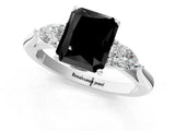 White gold Three-Stone Fancy Black Radiant Cut Brilliant Diamond Solitaire Ring with Tapered Band and Four-Prong Setting_44