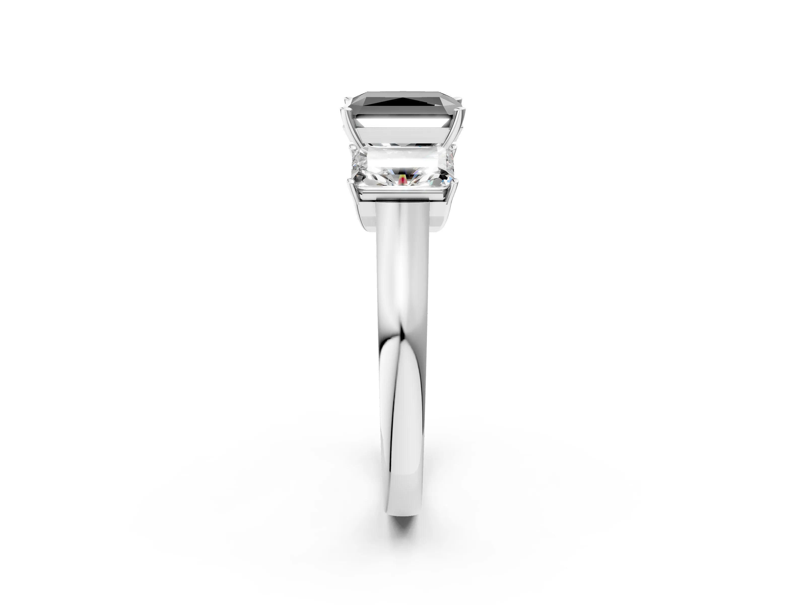 White gold Three-Stone Fancy Black Radiant Cut Brilliant Diamond Trellis Ring with Comfort Fit Band_14