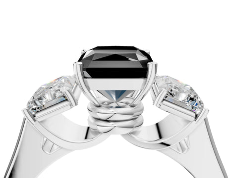 White gold Three-Stone Fancy Black Radiant Cut Brilliant Diamond Trellis Ring with Comfort Fit Band_16
