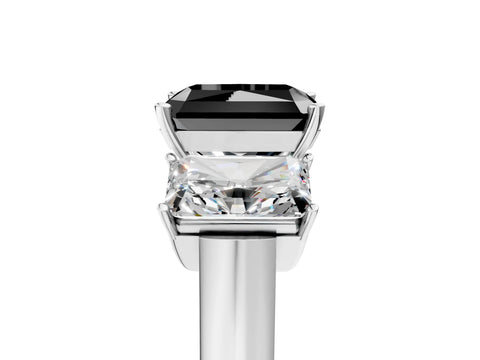 White gold Three-Stone Fancy Black Radiant Cut Brilliant Diamond Trellis Ring with Comfort Fit Band_17