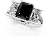 White gold Three Stone Fancy Black Radiant Cut Cut Channel Set Diamond Ring_25