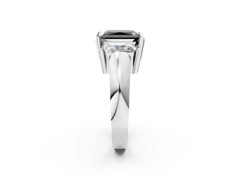 White gold Three Stone Fancy Black Radiant Cut Cut Channel Set Diamond Ring_26