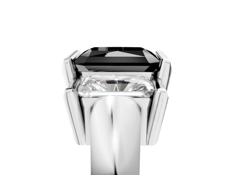 White gold Three Stone Fancy Black Radiant Cut Cut Channel Set Diamond Ring_29