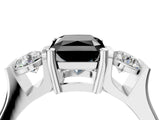 White gold Three-Stone Fancy Black Radiant Cut Cut Classic Band Prong Setting Ring_4