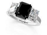 White gold Three-Stone Fancy Black Radiant Cut Cut Diamond Engagement Ring with Flat Band and Four-Prong Setting_13